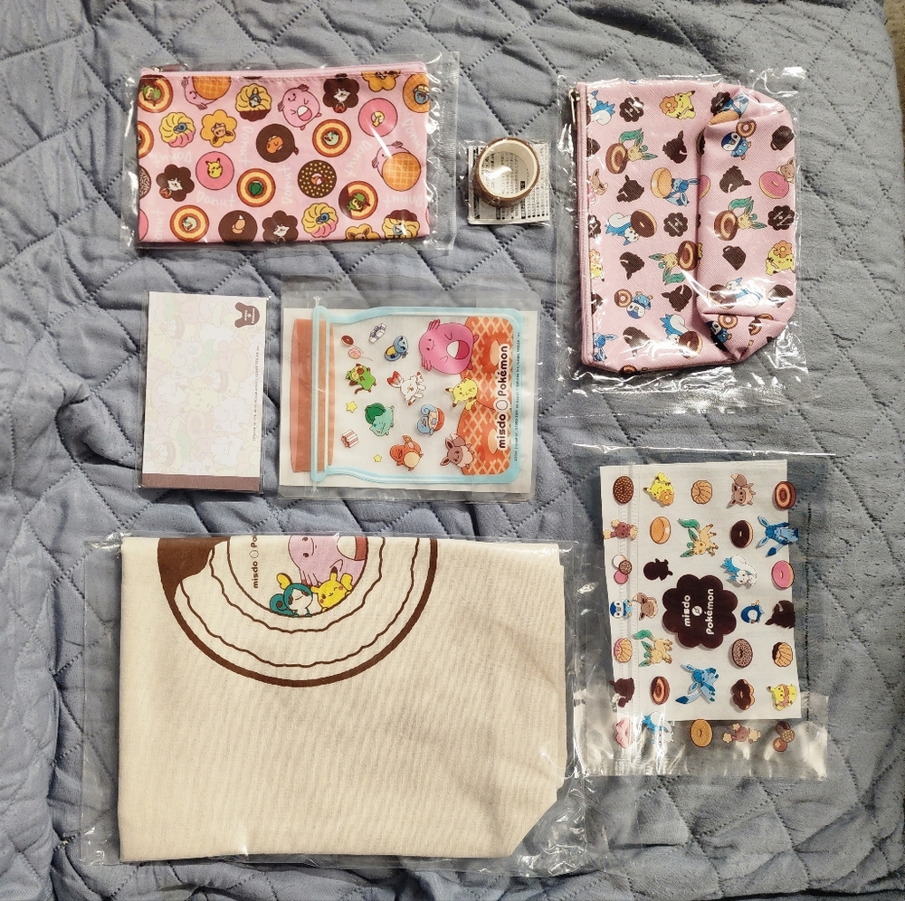 Pokemon Adventure Misdo Tote Bag Pouch Stationery Memo Pad Washi Tape Set/Lot